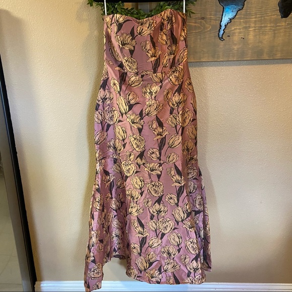 NWOT Lulus Gowning Around Mauve Floral Jacquard Strapless Maxi Dress - Picture 3 of 13